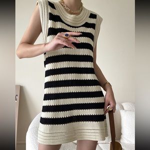 Eyelet Striped Knit Dress